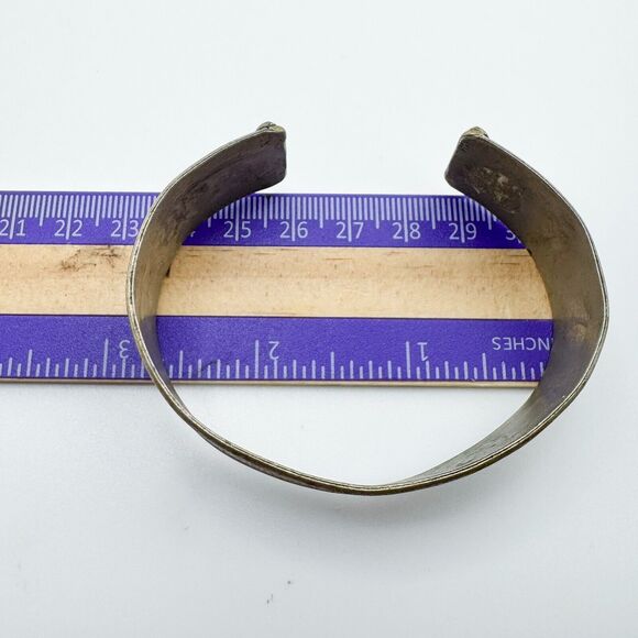 Vintage Nepal Filigree Silver Tone Cuff Hero Retro Bracelet Leaf Swirl - Picture 6 of 7
